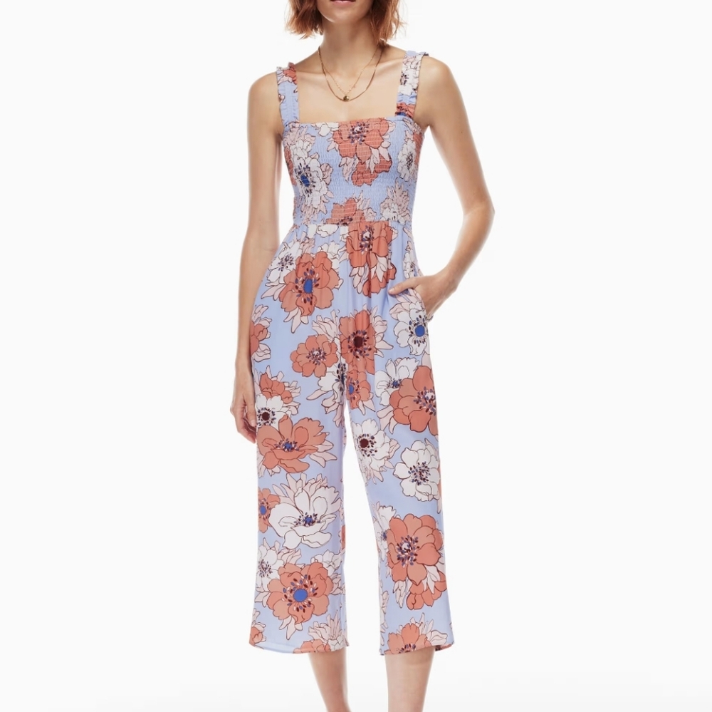 Wilfred Aritzia Chanti Jumpsuit Size Medium Purple Orange Floral - Picture 1 of 12